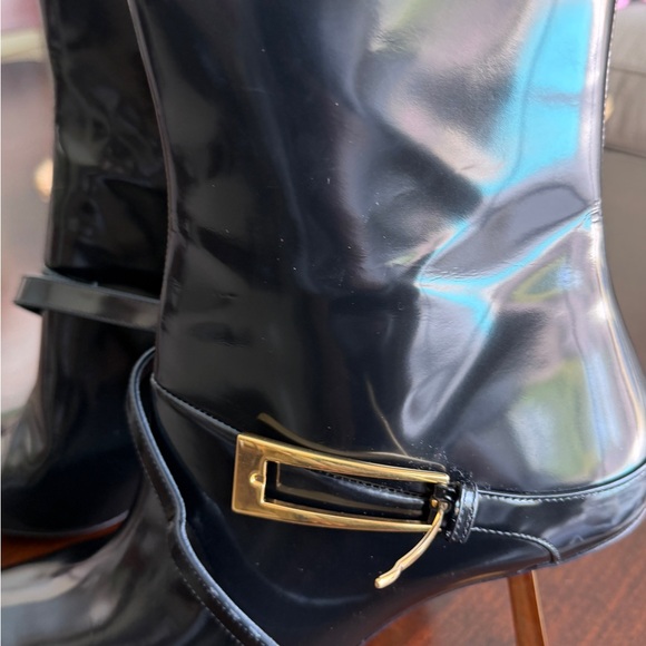 Saint Laurent Black Patent  Lee Pointed Toe Ankle Boots Accents NWT - Picture 15 of 16